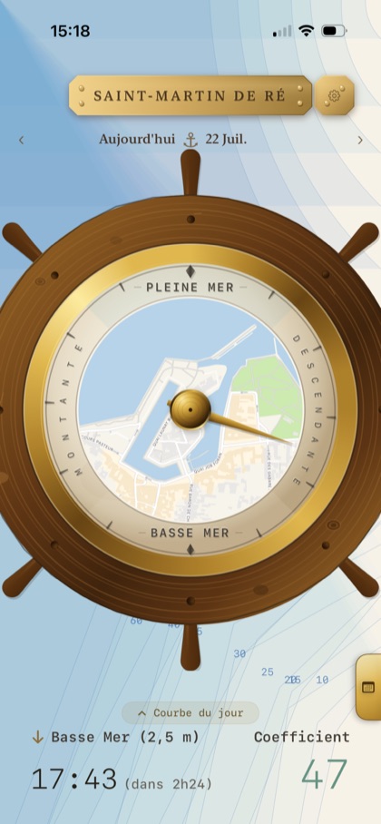 Horloge de marées de Pleine Mer, marée en cours